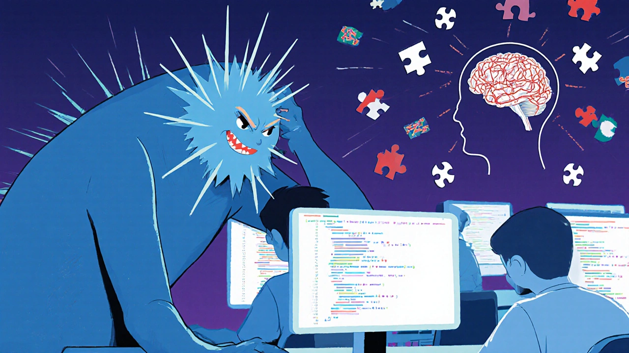 Développeurs nocturnes luttant contre le cortisol et les bugs.