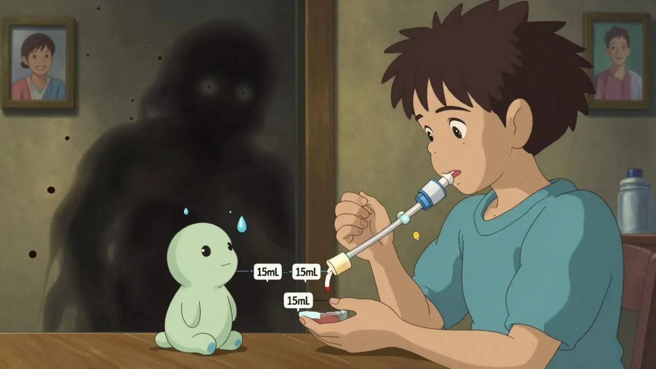 Un esprit d'eau guide le lavage d'une sonde à domicile, écartant les débris bloqués dans une lumière douce.