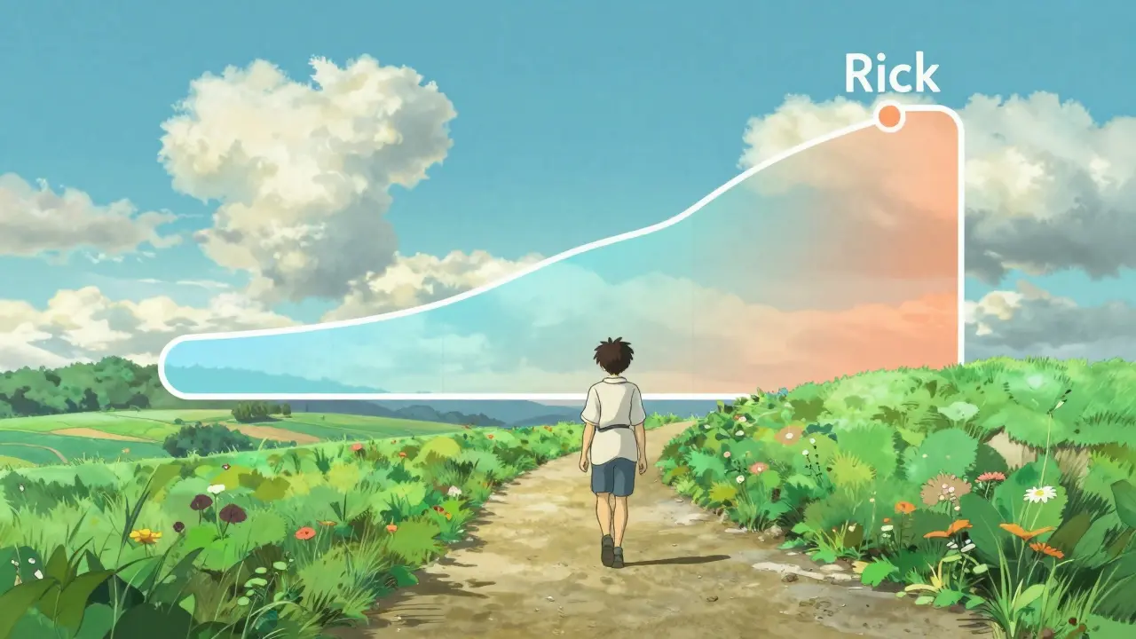 Patient marchant sur un chemin ensoleillé symbolisant un parcours de soin stable.