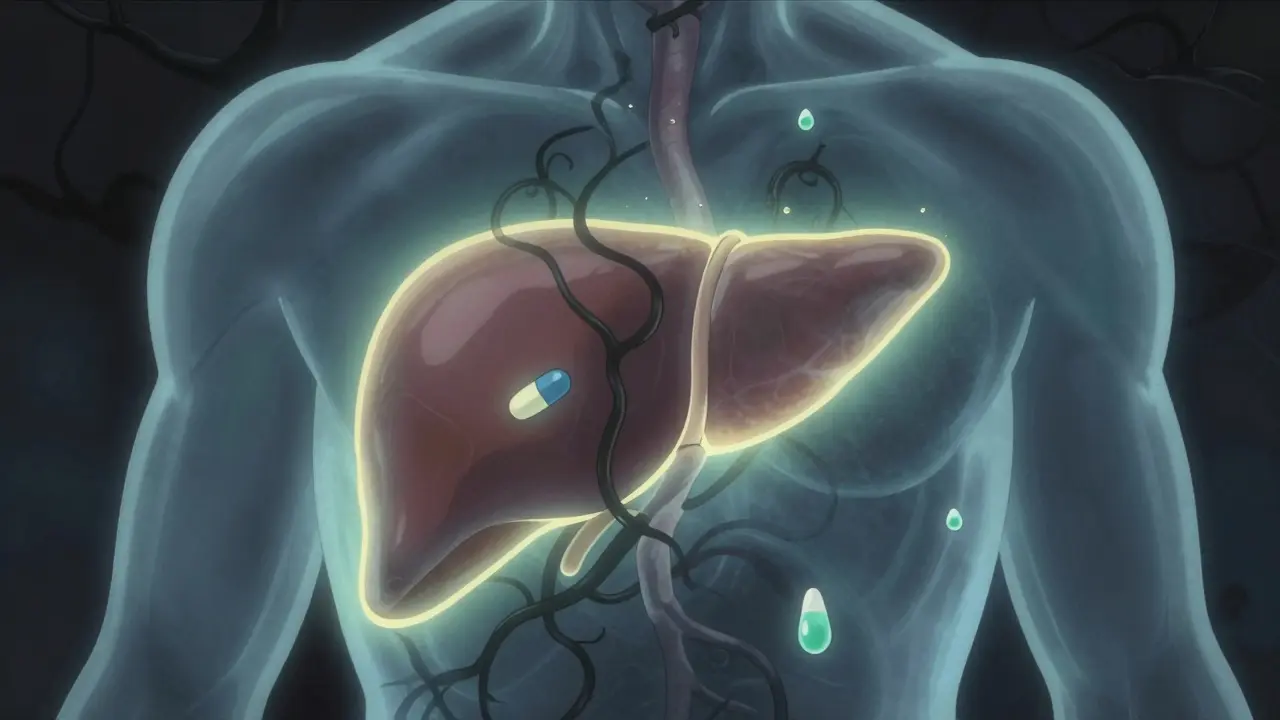 Représentation artistique d'un foie affecté par la toxicité du kava
