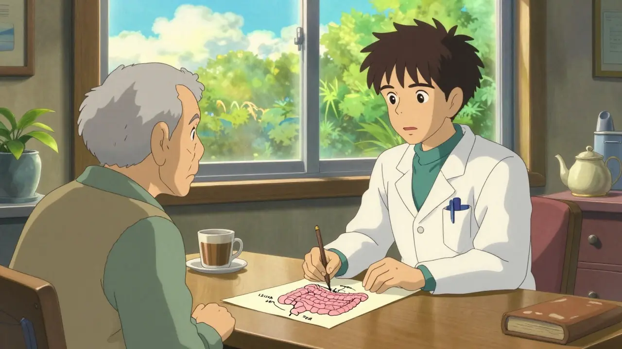 Consultation médicale bienveillante avec un patient âgé et un médecin ensoleillé