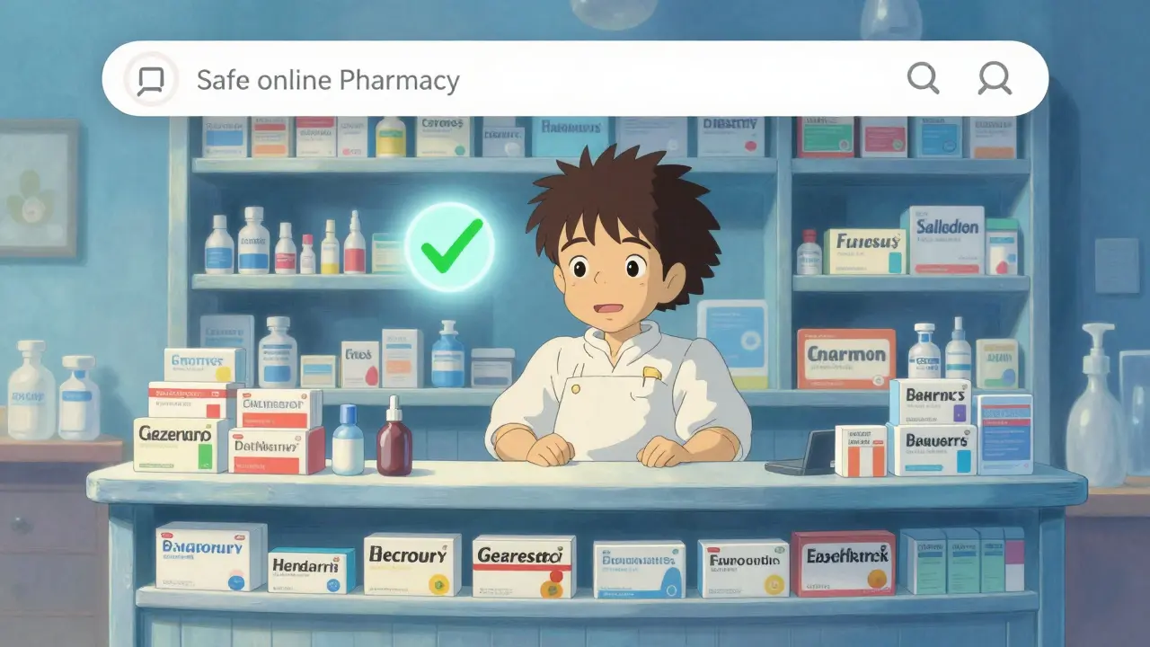 Illustration d'une pharmacie en ligne sécurisée et fiable avec un vendeur amical
