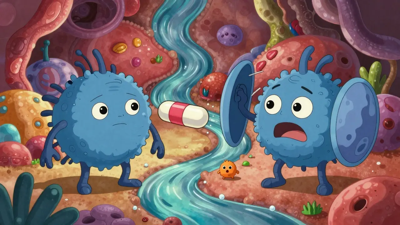 Illustration fantaisiste comparant réaction allergique et tolérance médicamenteuse
