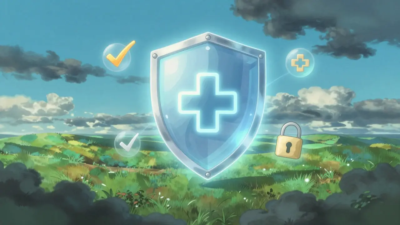 Bouclier lumineux symbolisant la sécurité des pharmacies en ligne certifiées