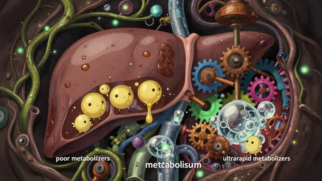 Le foie transformant les médicaments avec des enzymes magiques