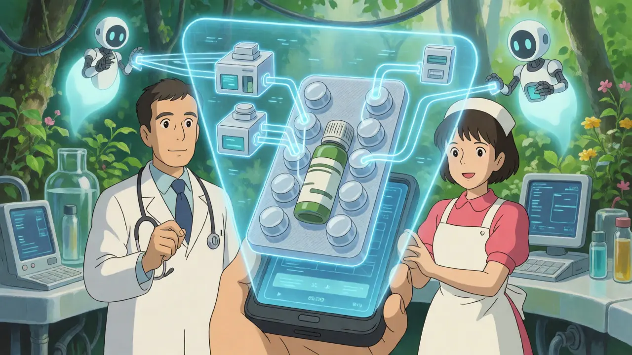 Médecins utilisant une technologie holographique pour tracer la chaîne d'approvisionnement des médicaments.